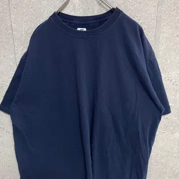 러셀 애슬레틱 무지 네이비 플레인 빅 로고 T셔츠 XL