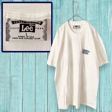 90s USA제 더블 스티치 Lee 스마일 T셔츠 L 화이트