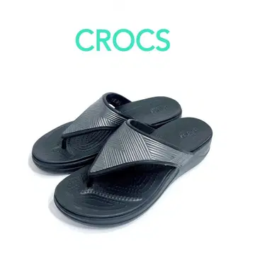 새상품급 [CROCS] 몬테레이 플립 샌들 W7 블랙 통굽