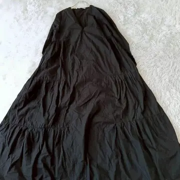 자라 ZABA 코튼 스키퍼 티어드 롱 원피스 블랙
