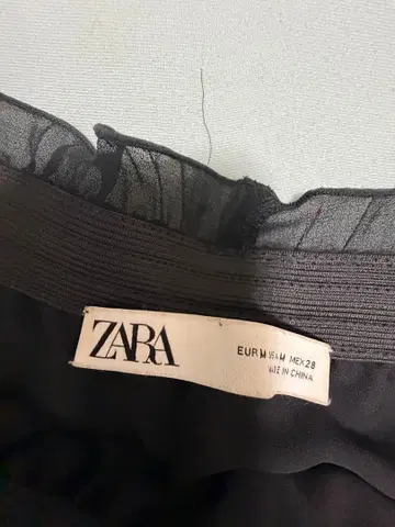 ZARA 쉬폰 플리츠 롱 스카초 블랙