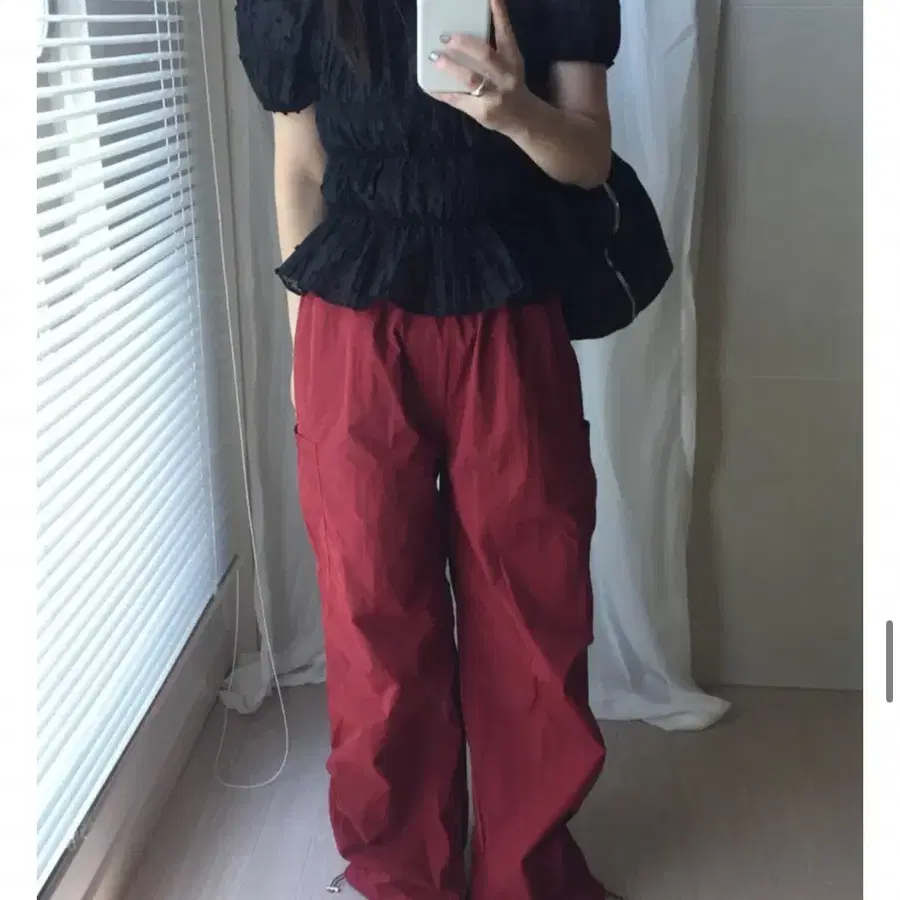 다크레드 나일론팬츠