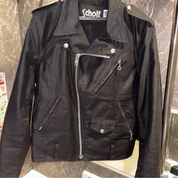 Schott 라이더 자켓 블랙 코튼