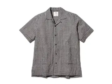 Snow Peak 깅엄 체크 반팔 셔츠 오픈 카라