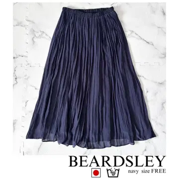 BEARDSLEY 주름 쉬폰 개더 스커트 네이비 FREE 일본제