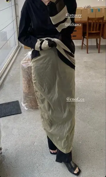 enof 나일론 스커트 시어 스커트