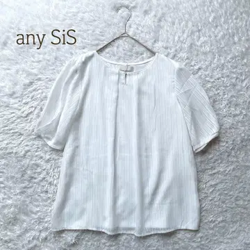애니시스 반팔 블라우스 스트라이프 패턴 올 패턴 시스루 비침 냉감
