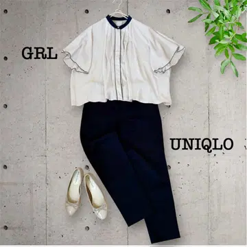 오피스 캐주얼 GRL x UNIQLO 성숙 캐주얼 코디 판매 팬츠 세트