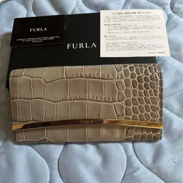 FURLA 장지갑 악어 엠보싱 베이지