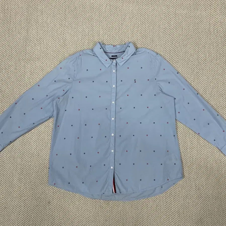 타미힐피거 셔츠 블루 잔체크 패턴 2XL
