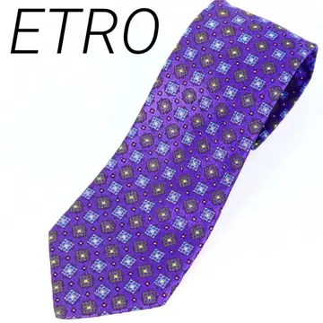 ETRO 넥타이 실크 100% 기하학 코몬 무늬 퍼플 에트로 이탈리아