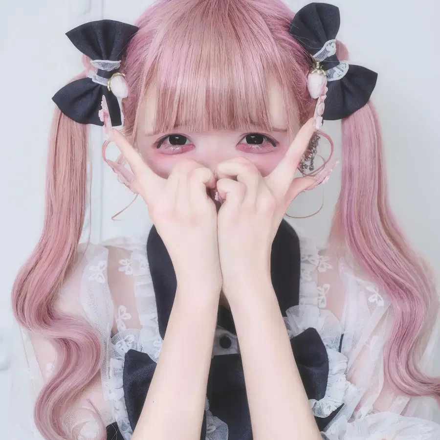 nyanme 냥메 딸기 리본 헤어클립 머리핀 헤어핀