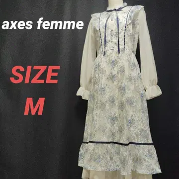 axes femme 엑시즈팜 꽃무늬 레이스 롱 원피스 화이트 리본