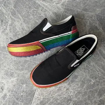 Vans 클래식 슬립온 스택드 레인보우 글리터