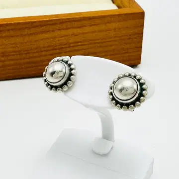 GEORG JENSEN 귀걸이 9 라운드 돔 플라워 925S 양쪽 귀