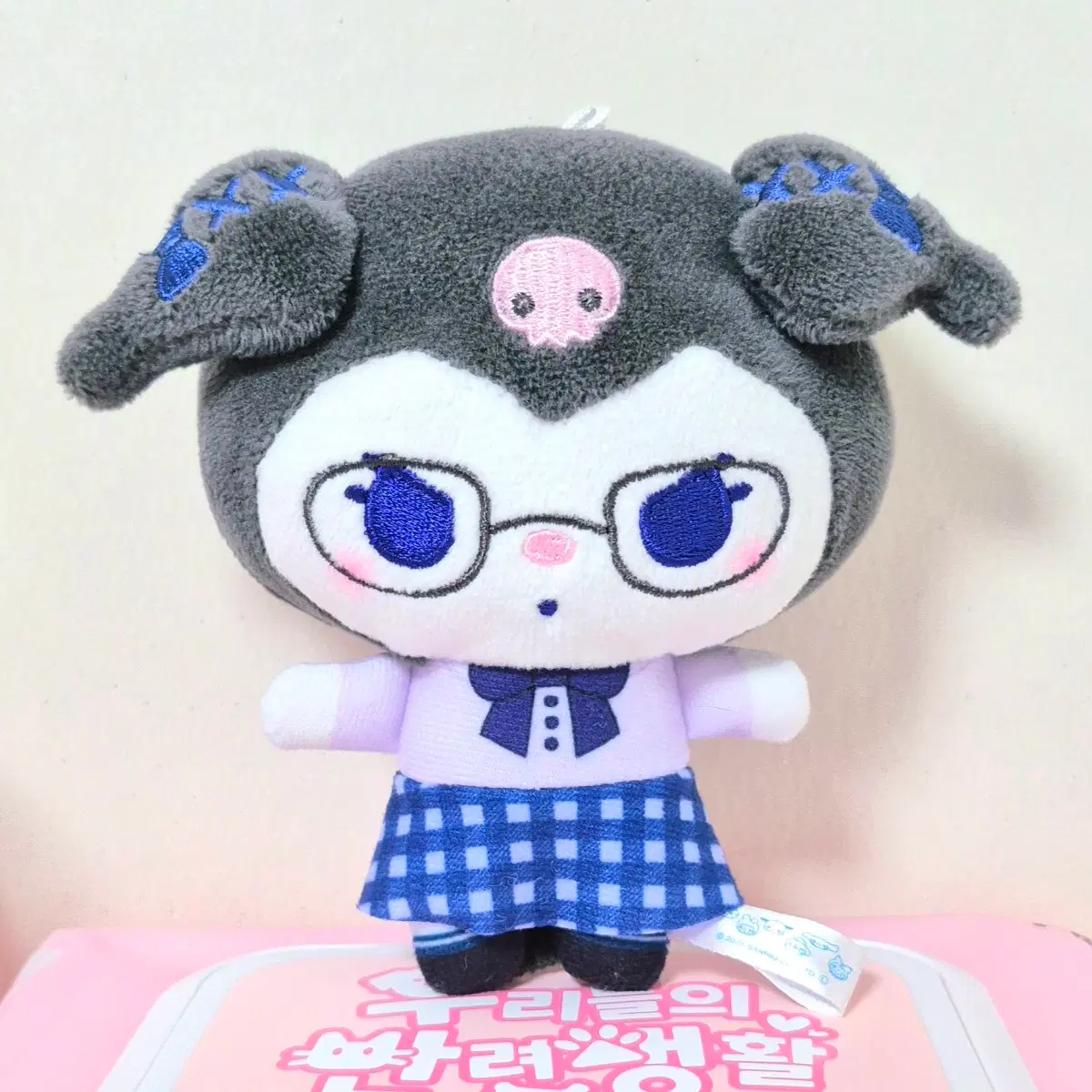 고전 빈티지 공부 안경 쿠로미 마스코트 인형 키링