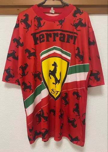레어 Ferrari 올 패턴 빈티지 T셔츠 XL 90s 이탈리아제