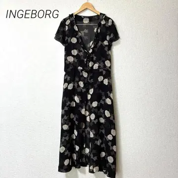 INGEBORG 잉게보그 카멜리아 무늬 롱 원피스 가디건