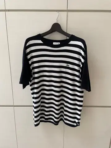 LACOSTE 보더 T셔츠 블랙 화이트 US M