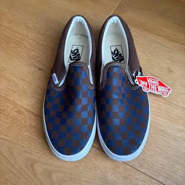 VANS 클래식 슬립온 체커보드 브라운 네이비