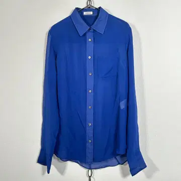 최고급 LE CIEL BLEU 실크 셔츠 시스루 블루 계열 실크 100%