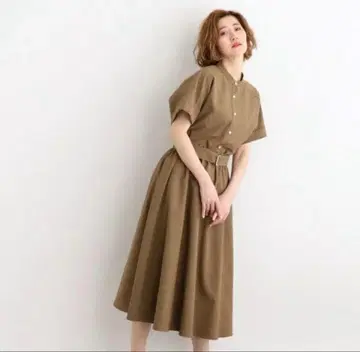 grove 여름에 기쁜 기능성 린넨 느낌 셔츠 x 스커트 SET UP M