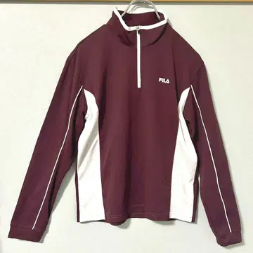 FILA 저지 상의 하프 지퍼 적자색 XL