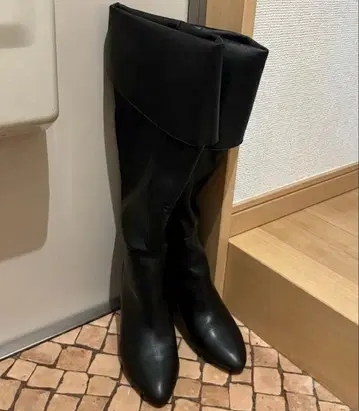 새상품급! 블랙 니하이 부츠 중간 힐 L 사이즈