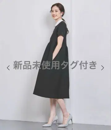 미사용 새상품 UNITED ARROWS 페플럼 숏 슬리브 원피스 블랙