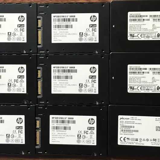 중고 SSD 500GB, 512GB 삼성, 마이크론, 샌디스크, HP 판매
