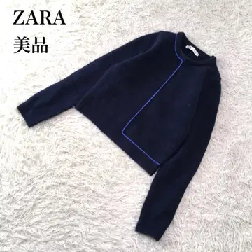 ZARA 자라 니트 긴팔 울 혼방 네이비 S U476