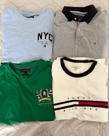 TOMMY HILFIGER 남성용 여름옷 티셔츠 피케 셔츠 4종 세트