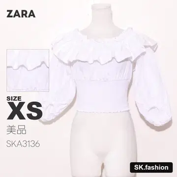 새상품급 ZARA 상의 블라우스 볼륨 슬리브 프릴 셔링