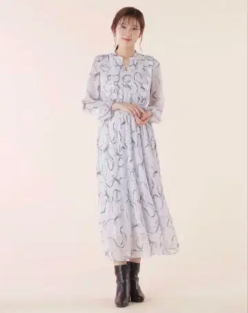 JILL by JILL STUART 리본 프린트 플리츠 원피스