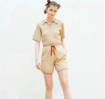 pinue 폴로 칼라 니트 셋업 숏팬츠 피누에