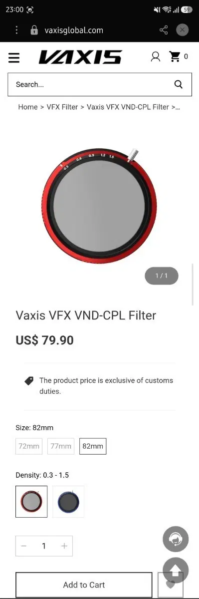 Vaxis VFX VND-CPL 필터 82mm 팝니다