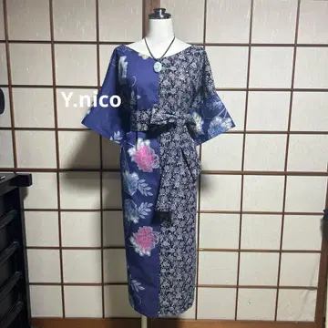 LL 유카타 리메이크 두 종류 심플 넉넉한 원피스