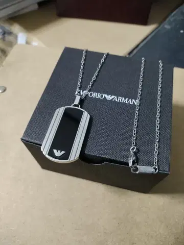 양호품 ARMANI 아르마니 바이컬러 목걸이 이탈리아제 고급스러움