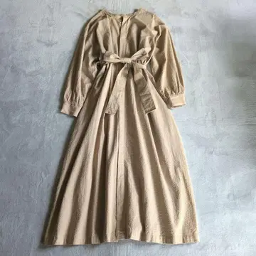 새상품급 론 헤르만 롱 원피스 플레어 벨트 시어서커 베이지