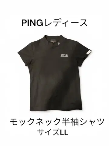 PING 여성용 모크넥 반팔 셔츠 블랙 LL