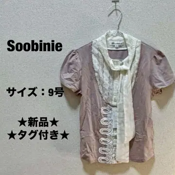 택 포함 새상품 Soobinie 스베니에 반팔 레이스 블라우스 9호 M