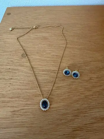 Swarovski 목걸이 귀걸이 세트 블루