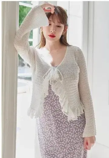 Crochet Lace Cardigan herlipto white M