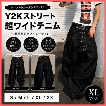XL 프론트 후크 초와이드 와이드 데님 Y2K 스트릿 배기진 00s