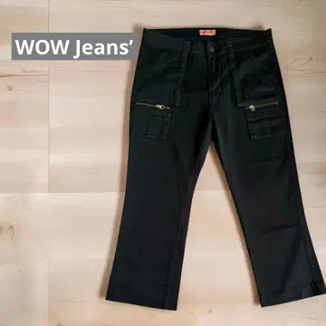 레어 WOW Jeans 앵클 기장 벨보텀 데님 블랙 L 사이즈 상당