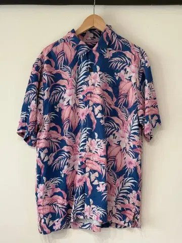 Tommy Bahama 알로하 셔츠 네이비 핑크 꽃무늬