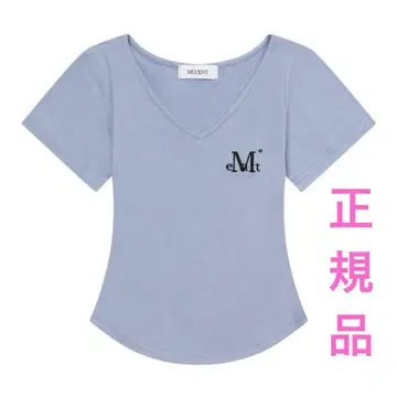 MUCENT 무센트 반팔 T셔츠 V넥 소라 스카이블루 한국 로고T y2k