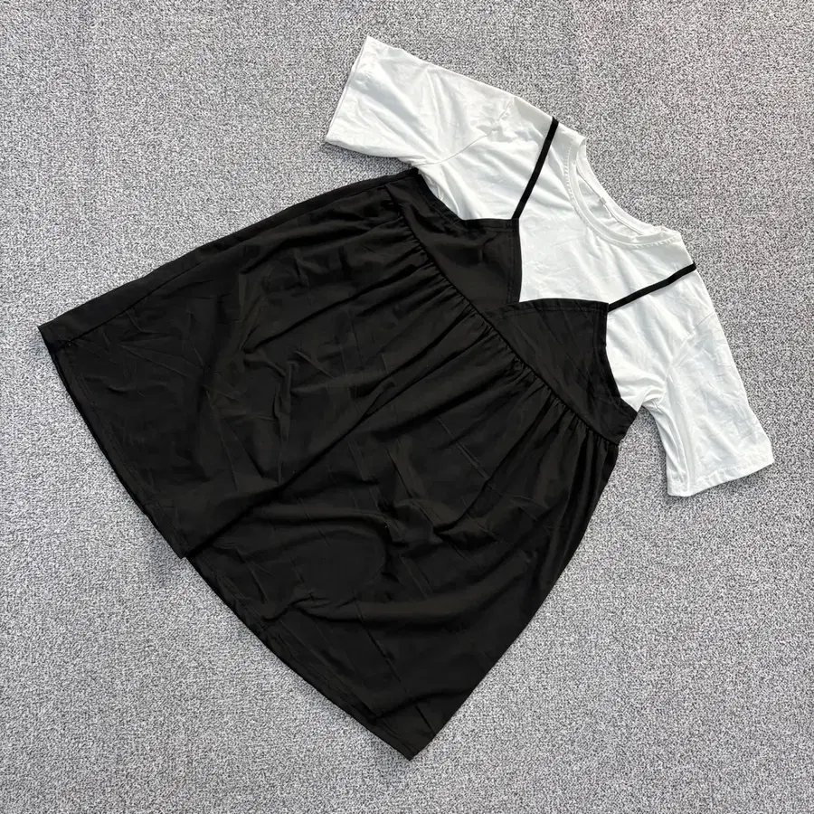 6 빈티지 여성 반팔 나시 레이어드 원피스 0714J2