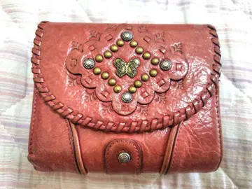 ANNA SUI 3단 폴더형 지갑 가죽 버터플라이 스터드