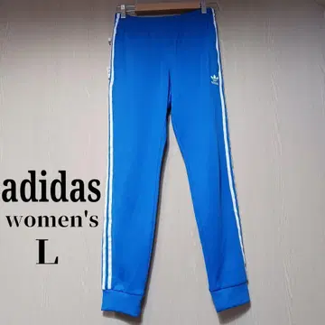 아디다스 오리지널 여성용 트랙 팬츠 L 블루 자수 로고